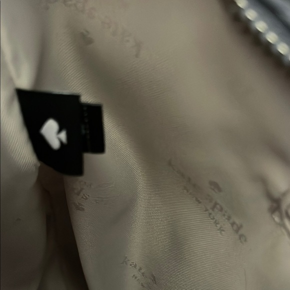 Kate Spade Pebbled Leather Tote Bag Tassels Muted Blue Zip Top Tote - Picture 7 of 14